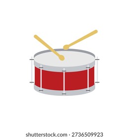 red drum with drumsticks drums marching band music rhythm drumstick sound snare instrument emoji symbol sign icon vector illustration isolated flat	