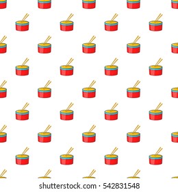 Red drum and drumsticks pattern. Cartoon illustration of red drum and drumsticks vector pattern for web