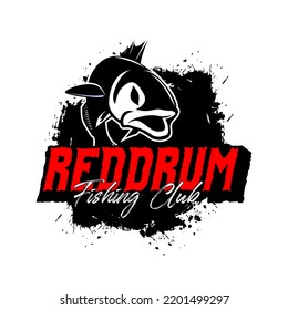 Red Drum fish fishing logo isolated background. modern vintage rustic logo design. great to use as your any fishing company logo and brand