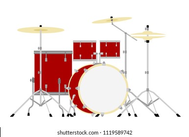 Red drum kit isolated on white background