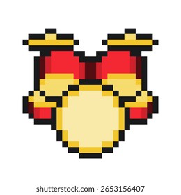 Red Drum Kit, Pixel Art Icon, Isolated