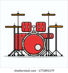 conjunto de tambores rojos diseño simple ilustración vectorial