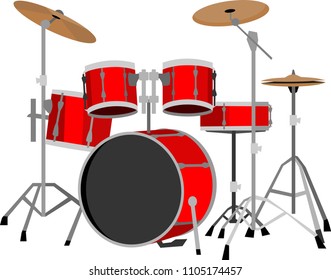 Red Drum Set Musical Instrument