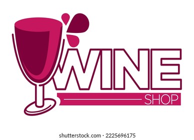 Vestíbulo del vino tinto y seco vectores aislados con emblemas de casa botella con bebida alcohólica vertida y vidrio. Con líquido y adornos con texto.