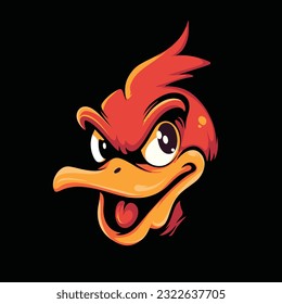 Red Duck Head Mascot Logo for Esport. Red Duck T-shirt Design. Duck Logo. Duck Sticker