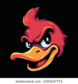 Red Duck Head Mascot Logo for Esport. Red Duck T-shirt Design. Duck Logo. Duck Sticker