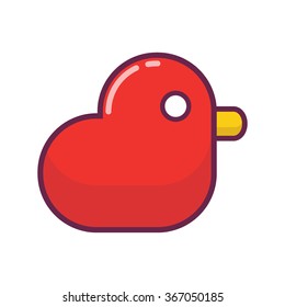 Red duck shape of heart flat design vector icon with white background