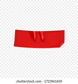Red duct repair tape isolated on transparent background. Realistic red adhesive tape piece for fixing. Realistic 3d vector illustration