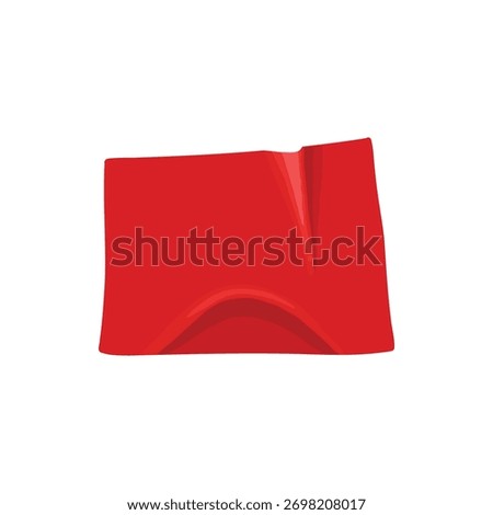 Red duct tape. Scotch glued stripe for repair packaging, adhesive sticker insulating patch crumpled strips sticky color paper plastic tapes, realistic nowaday vector illustration of sticker tape label