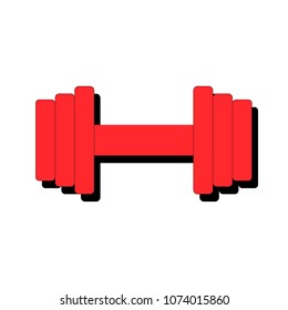 Red dumbbell and black silhouette, flat design, vector