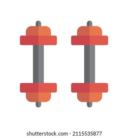 Red dumbbell icon. Muscle training. Muscle up. vector.