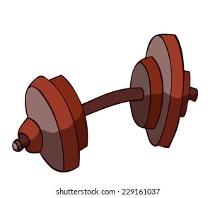 Red Dumbbell One Handed Weight, Vector Isolated on White Background. 