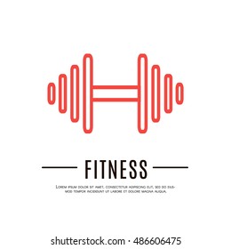 Red Dumbbell in Thin Line Style. Gym Vector Icon on a white background.