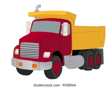 Red Dump Truck - Construction Machine Illustration