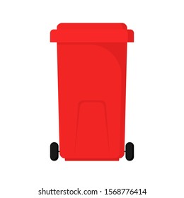 Red Dumpster on wheels for Separate Waste Sorting, vector illustration on transparent background.