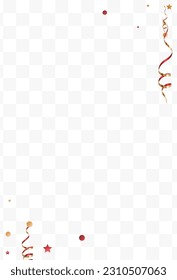 Red Dust Effect Vector White Transparent Background. Falling Star Postcard. Golden Glow Paper Pattern. Circle Rich Design.