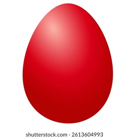 Red dyed egg on white background. Easter traditions. Isolated vector illustration. Gradient.