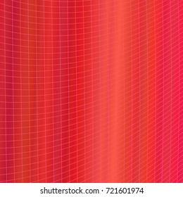 Red dynamic abstract geometrical grid background - vector graphic design from curved angular striped grid