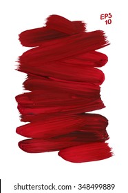 Trazo de pincel dinámico rojo. mancha de pintura acuarela aislada sobre fondo blanco. 
