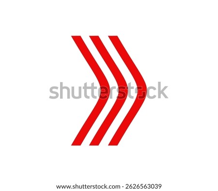 Red dynamic moving arrow representing speed, acceleration, fast icon. Arrow road sign vector design and illustration.
