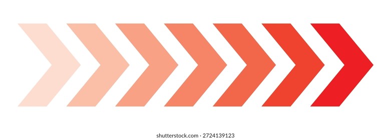 Símbolo de seta vermelha dinâmica móvel.  Simbolizando progresso, velocidade, direção, navegação, crescimento e inovação. Sinal de seta direcional design de vetor e ilustração.