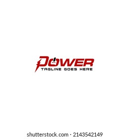 Red dynamic power logo design with lightning bolt symbol
