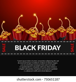 Red Dynamite black friday concept on a red background eps 10 vector