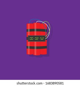 dinamita roja con display.vector ilustración.diseño plano.pantalla conectada con cables y dinamita