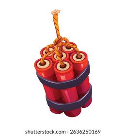 La dinamita roja pega el Paquete con el fusible, estilo explosivo de la historieta de la bomba. Vector ilustración de dibujos animados