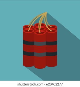 Red dynamite sticks icon. Flat illustration of red dynamite sticks vector icon for web on baby blue background
