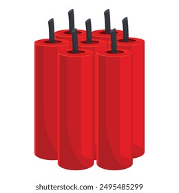 Palos rojos de dinamita apilados juntos, representando peligro y poder explosivo