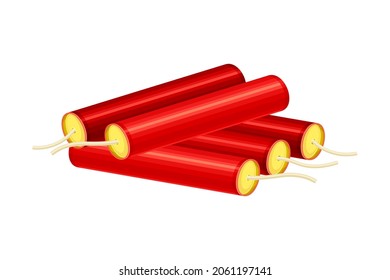 Red dynamite sticks vector illustration on white background