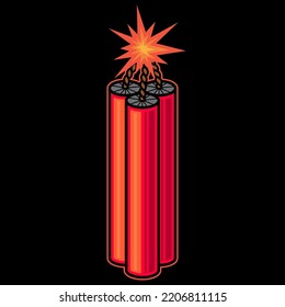 Red Dynamite Vector Art Illustration on Isolated Background