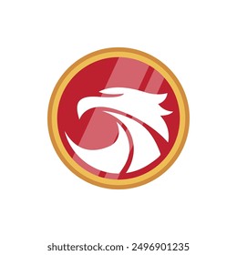 Red Eagle Bird Badge Vector Illustration