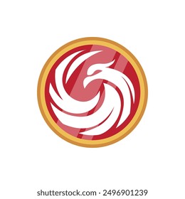 Red Eagle Bird Badge Vector Illustration