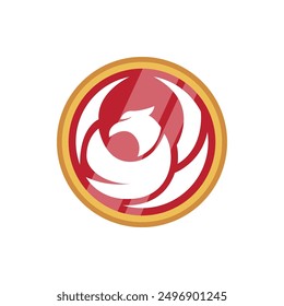 Red Eagle Bird Badge Vector Illustration
