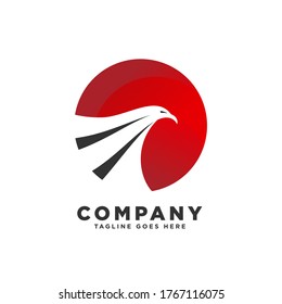 Icono del logotipo del halcón del águila roja, imagen vectorial del logotipo de identidad fuerte y negrita