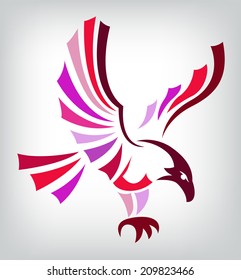 Red eagle isolated on white background for mascot or emblem design, also a tattoo.