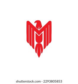 diseño plano del logotipo del águila roja 