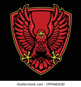 Red Eagle Mascot Logo On Shield Stock Vector (Royalty Free) 1999682630 ...