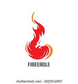 red eagle on fire logo, silhouette of smart big eagle heads vector illustrations