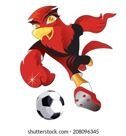 Red eagle, Soccer player kicking ball