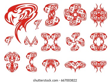 Red eagle symbols. A set of the decorative symbols created by the head of an eagle for your design  