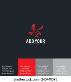 Red eagle and text on color background for your design