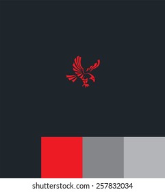 Red eagle and text on color background for your design