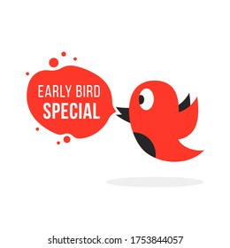 red early bird special offer like discount. cartoon flat style modern graphic simple design element isolated on white background. concept of super advantageous bargain and sell-out or clearance sale