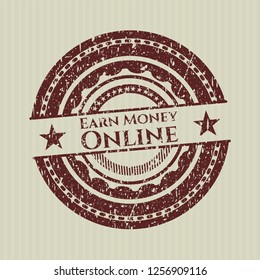 Red Earn Money Online distress grunge stamp