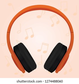 Red earphones. vector illustration