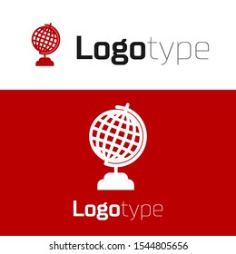 Red Earth globe icon isolated on white background. Logo design template element. Vector Illustration