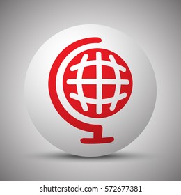 Red Earth Globe icon on white sphere
